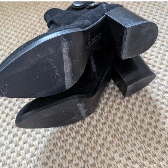 ALBERTO FERMANI Black Suede Block Heel Booties Zipper 36.5 US 6.5 - Picture 6 of 8